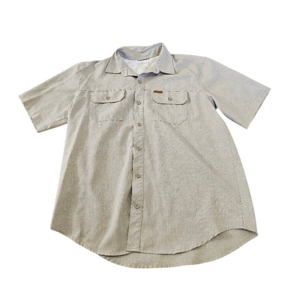 Orvis Mens Tan Short Sleeve Button Down Performance Fishing Hiking Shirt Large